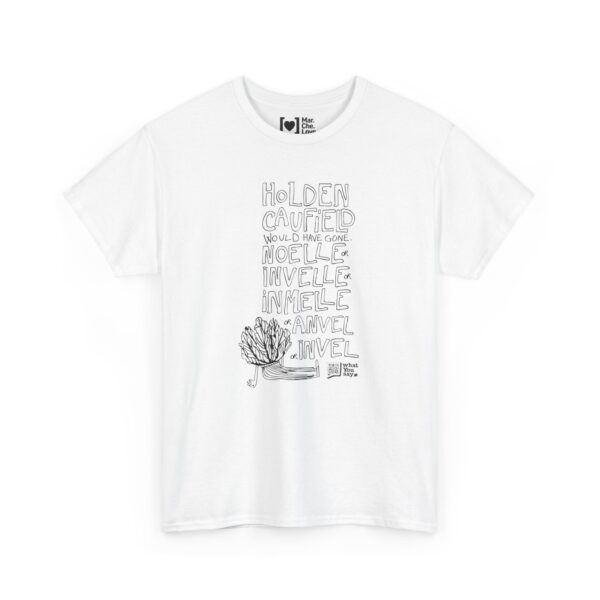 T-shirt unisex “Il Giovane Holden Gone Noelle” con illustrazione e citazione in dialetto – MarcheLove